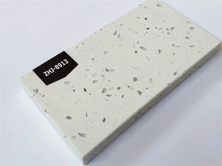 Sparkling white quartz slab with mirror flecks (3)